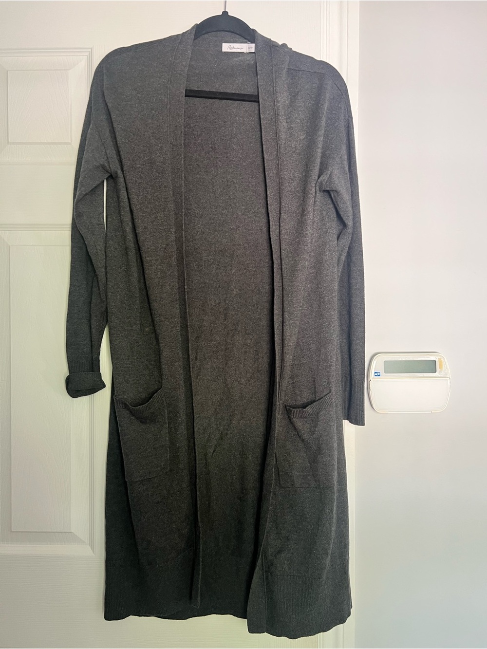 Reitmans Charcoal Open-Front Knit Cardigan